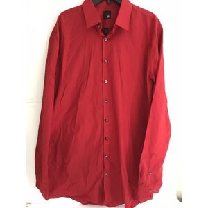 J Ferrar mens 17 1/2 red dress button front long sleeve‎ shirt